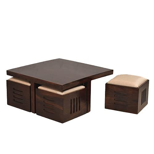 PETLIN COFFEE TABLE SET WITH FOUR STOOL