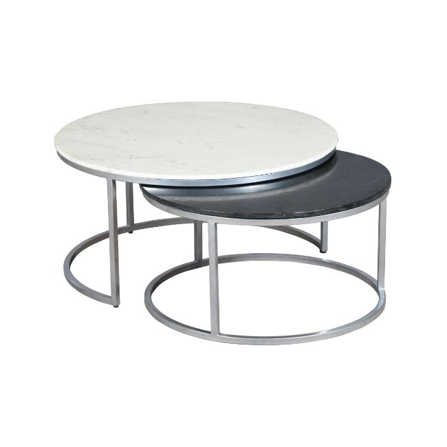 STAINLESS STEEL MARBLE COFFEE TABLE