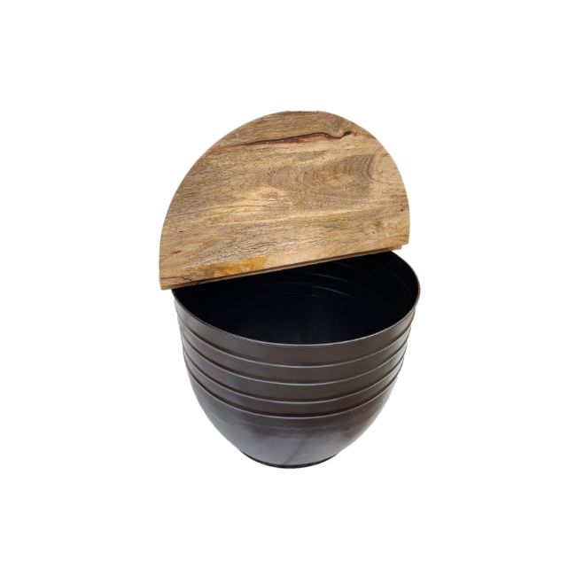 WOODEN STORAGE BOWL WITH LID